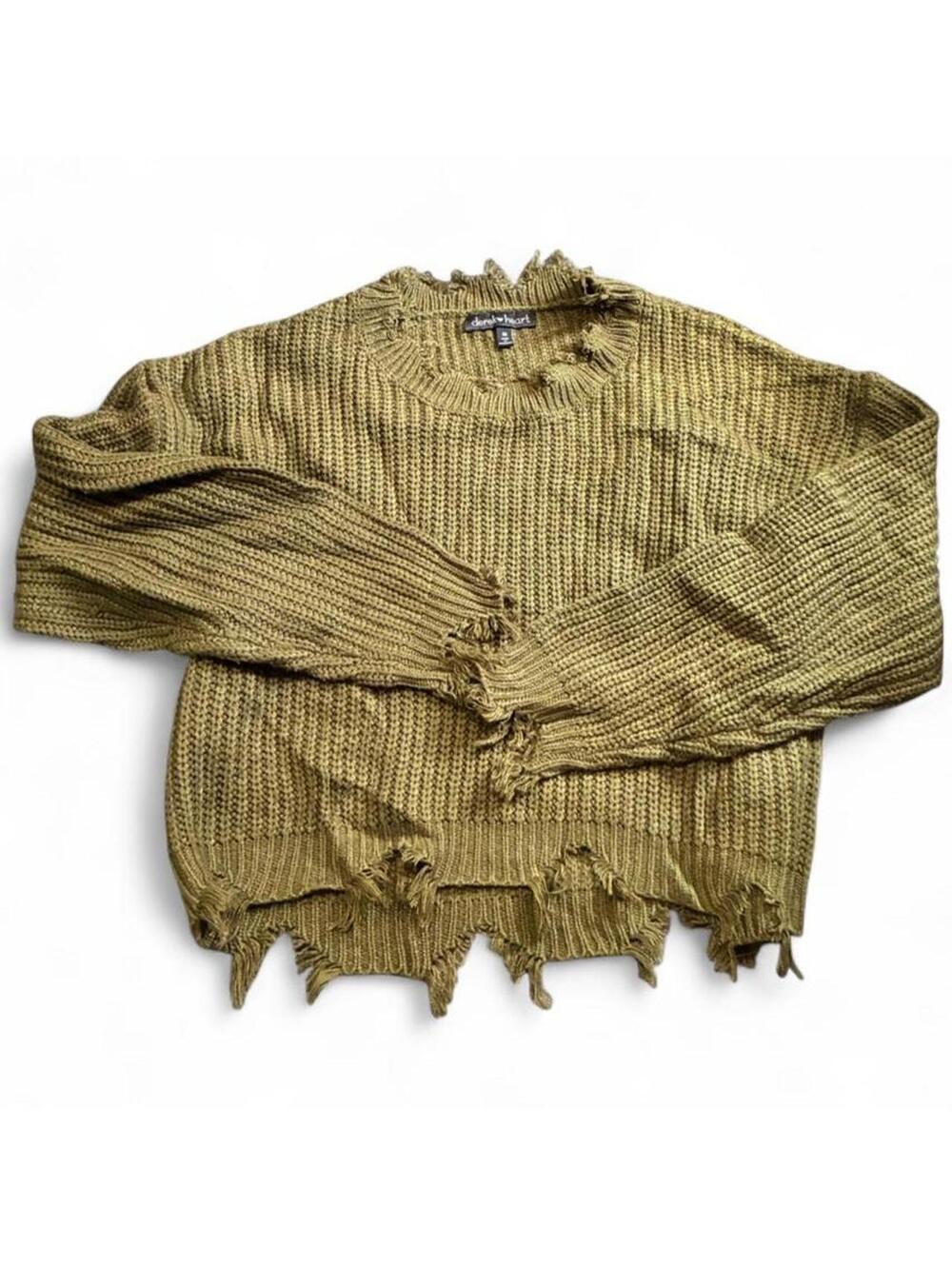 Derek Heart Women's Khaki and Green Jumper